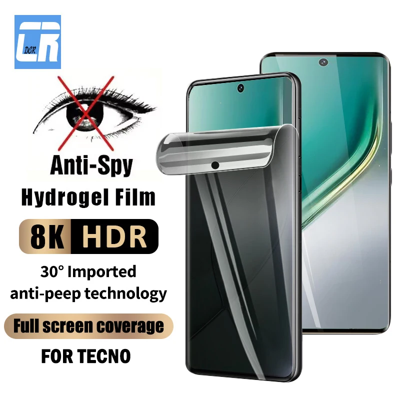 

1-2Piece Curved Anti-Spy Hydrogel Film for Tecno Camon 40 30s Pro Privacy Screen Protector for Tecno Spark 20 Pro Plus Not Glass
