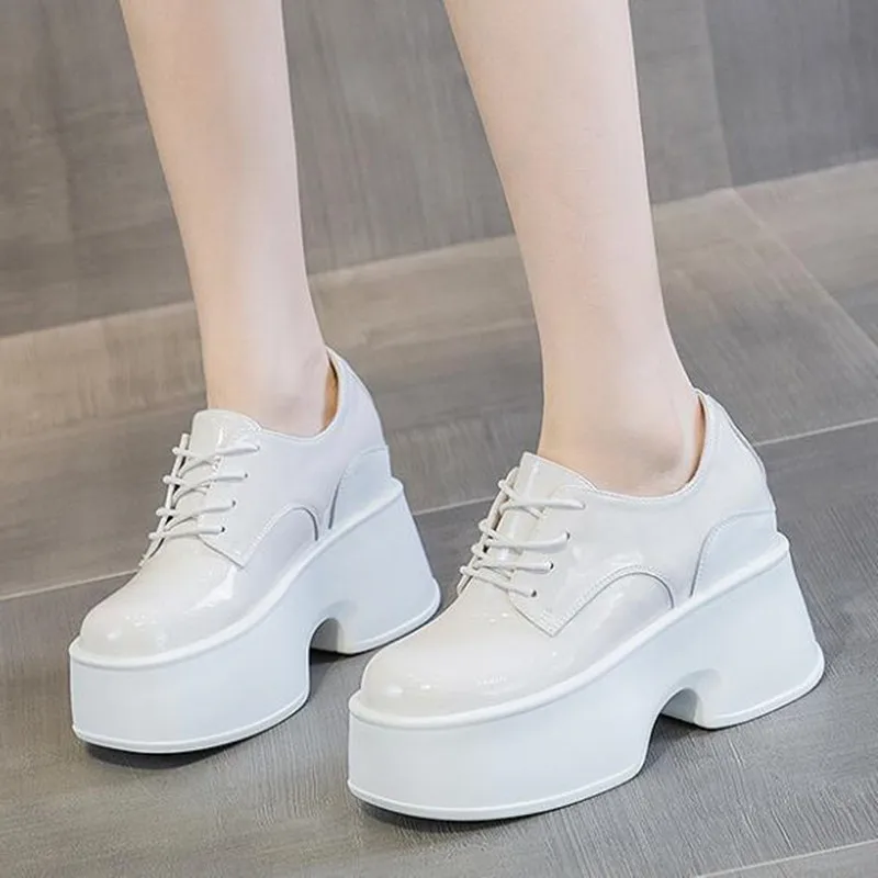 

11CM New Natural Cow Genuine Leather Platform Wedge Sneakers Pumps Fashion Autumn Women ROME Ultra-Hidden Heels Vulcanize Shoes