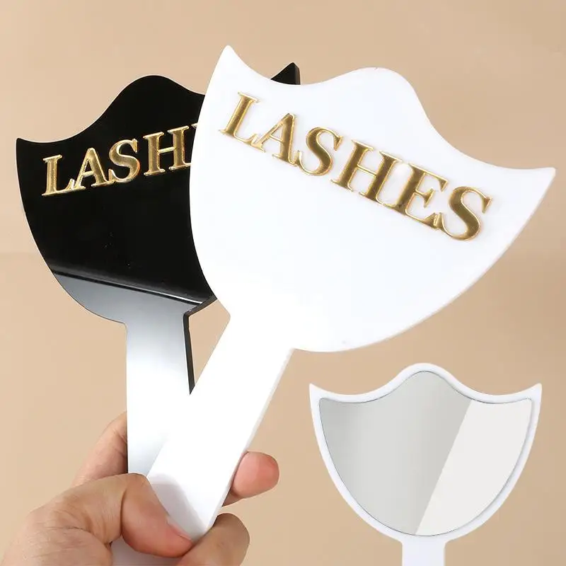 プロのまつげエクステンションミラー、ハンドル付き、精密なまつげエクステとメイクアップサロンの装飾、まつげ技術者用写真小道具