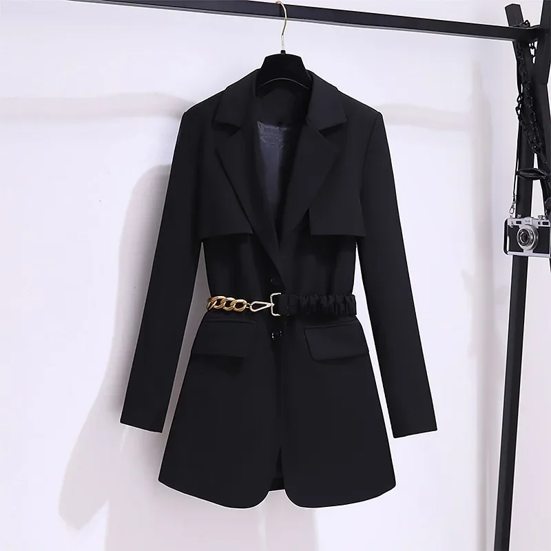 High Quality Suit Jacket Female Spring and Autumn Wear Korean Version Loose Casual Khaki Black Trench Coat