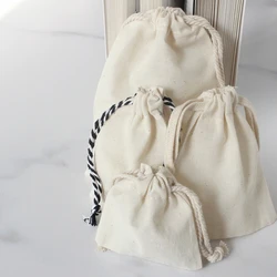 7 Sizes Environmental Dust Cotton Drawstring Bag For Wedding Birthday Party Gift Packing Jewelry Pouch Customize Size and Logo