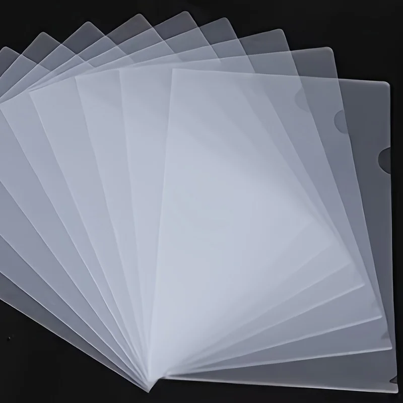 50-Pack PVC Waterproof L-Shaped Plastic Folders, A4 Document Holders and Rectangular Envelopes for Office Storage