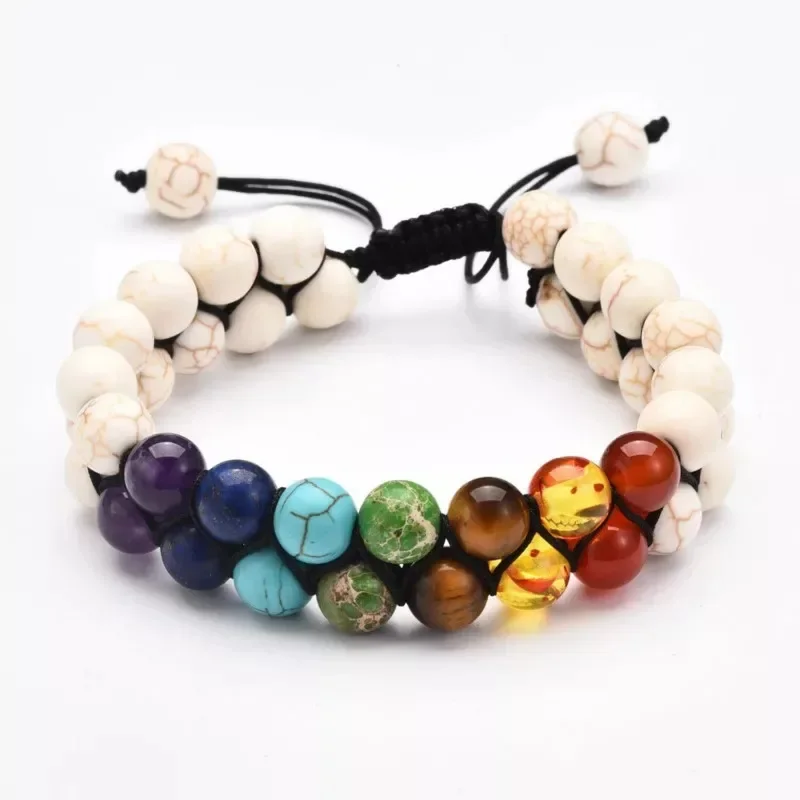 

smvp Chakra Bracelet Healing Crystals Yoga Stone Beads Bracelets Meditation Relax Anxiety Bangle for Womens Mens