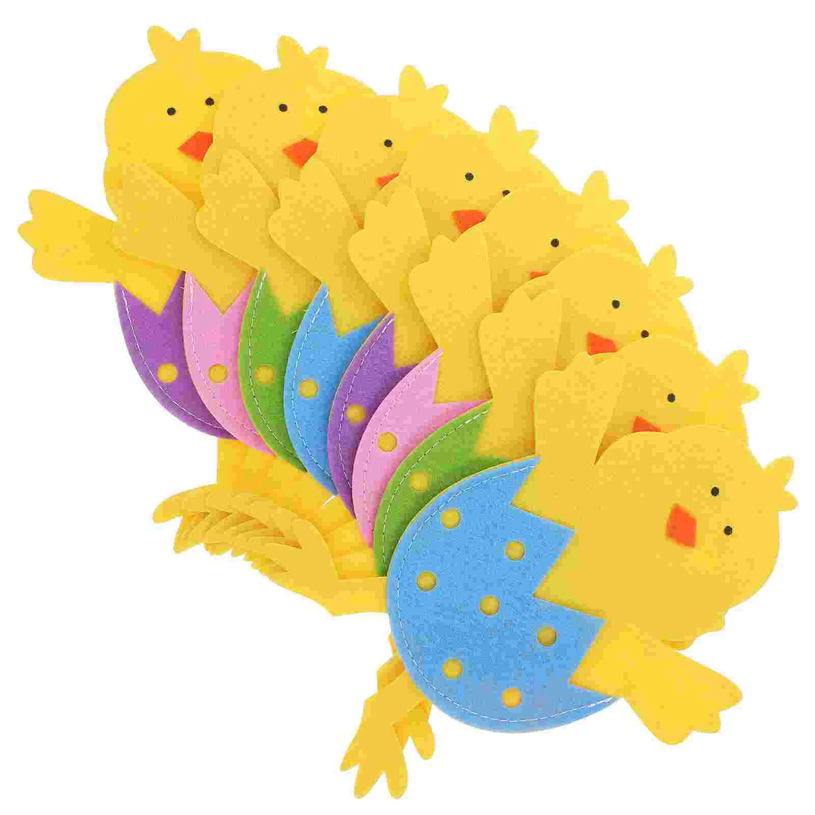 8 Pcs Chick Cutlery Bag Bins Easter Spring Felt Utensil Pockets Birthday Party Sleeves Cloth Holder Tableware Decorations