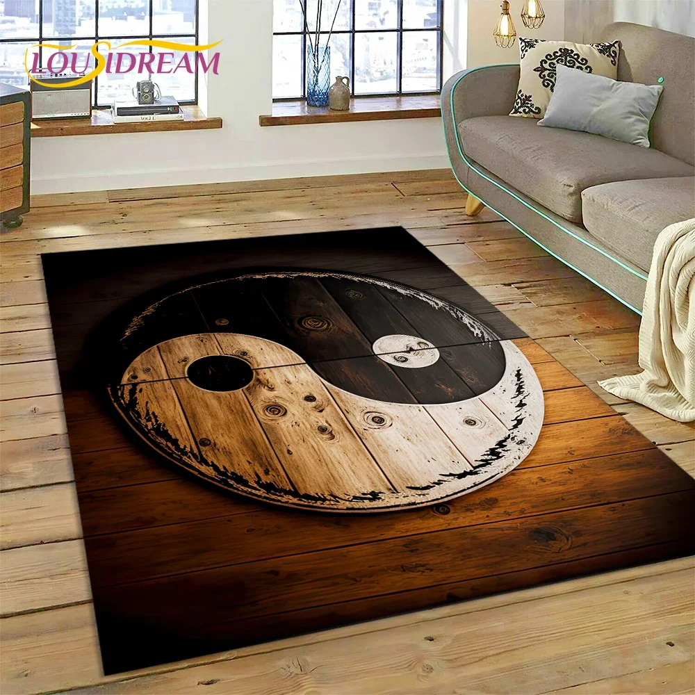 Nature Yin Yang Chinese Tai Chi Bagua Carpet Rug for Bedroom Living Room Home Sofa Decoration,Child Game Large Decor Floor Mat