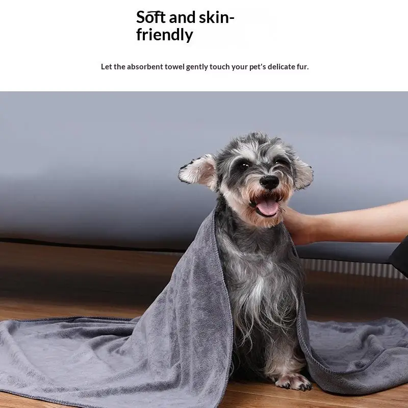 Toalla de baño de microfibra para mascotas, toalla absorbente súper suave bordada para perros, suministros de aseo para gatos〔HM4〕
