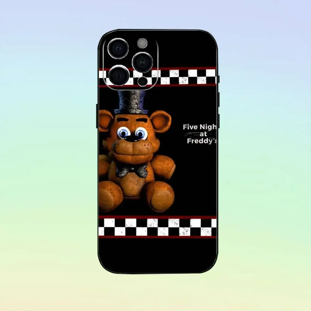 Funda de teléfono Five-Nights-At-Freddys F-Fnaf para iPhone17,16,15,14,13,12,11 Plus,Pro Max, funda negra suave