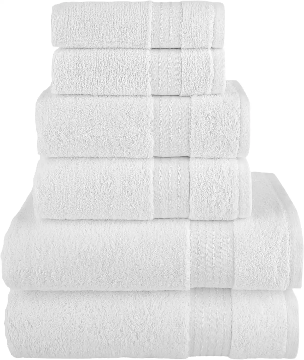 

Clearance Cotton 6-Piece Towel Set, Includes 2 Washcloths, 2 Hand Towels and 2 Bath Towels, 100% Turkish Cotton - Highly Absorb