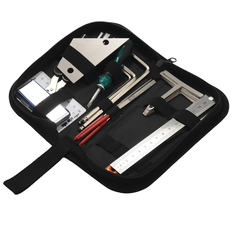 Guitar Tool Kit Repairing Maintenance Tools String Organizer String Action Ruler Gauge Measuring Tool Hex Wrench Set Files Finge