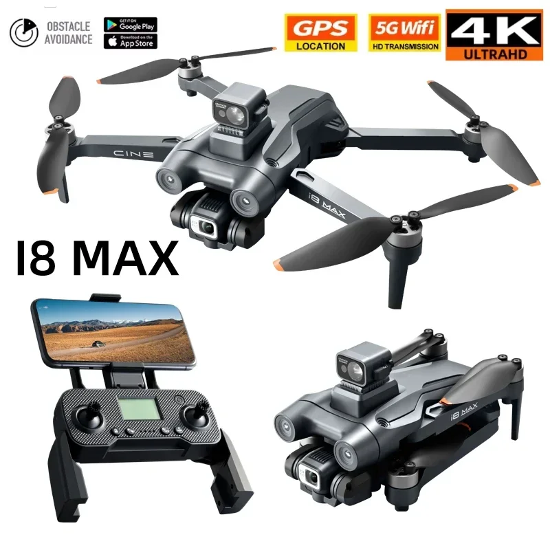 I8 MAX GPS Drone 4K Professional HD Dual Camera 5G Wifi Obstacle Avoidance Brushless Motor Foldable Quadcopter RC Distance 1500M