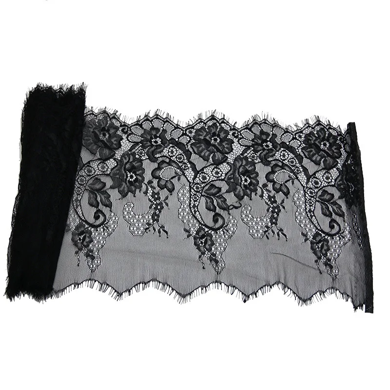 (3meters) 280mm Fashion High Quality Handmade DIY Ribbon Black White Eyelash Lace Trimming Fabric Lace Ribbon