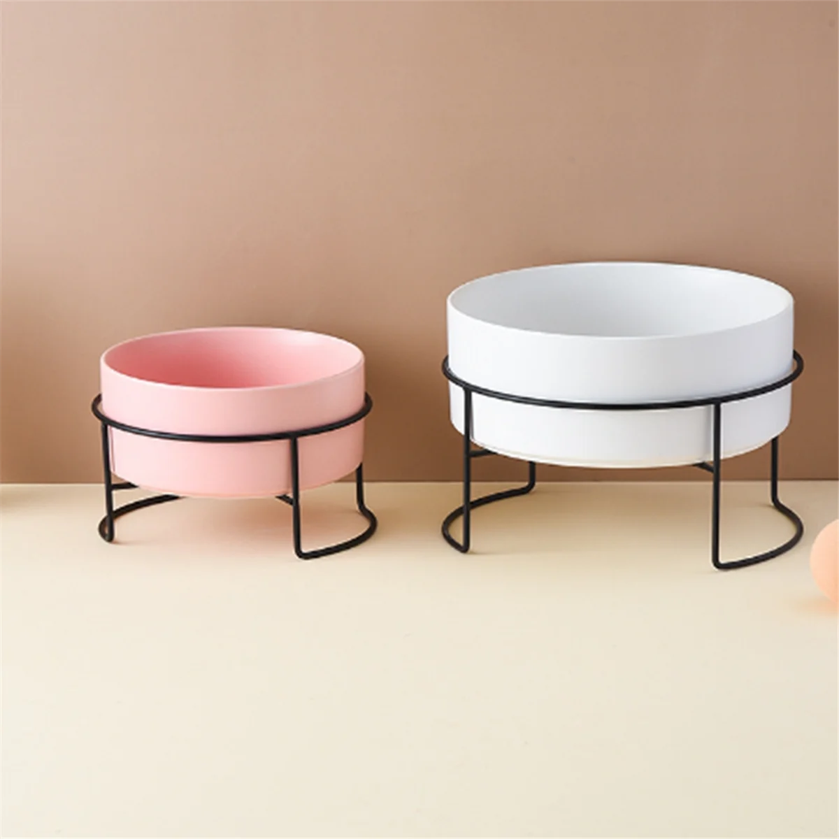 

Dog Food Water Bowls with Stand Cat Ceramic Eating Drinking Feeders,C