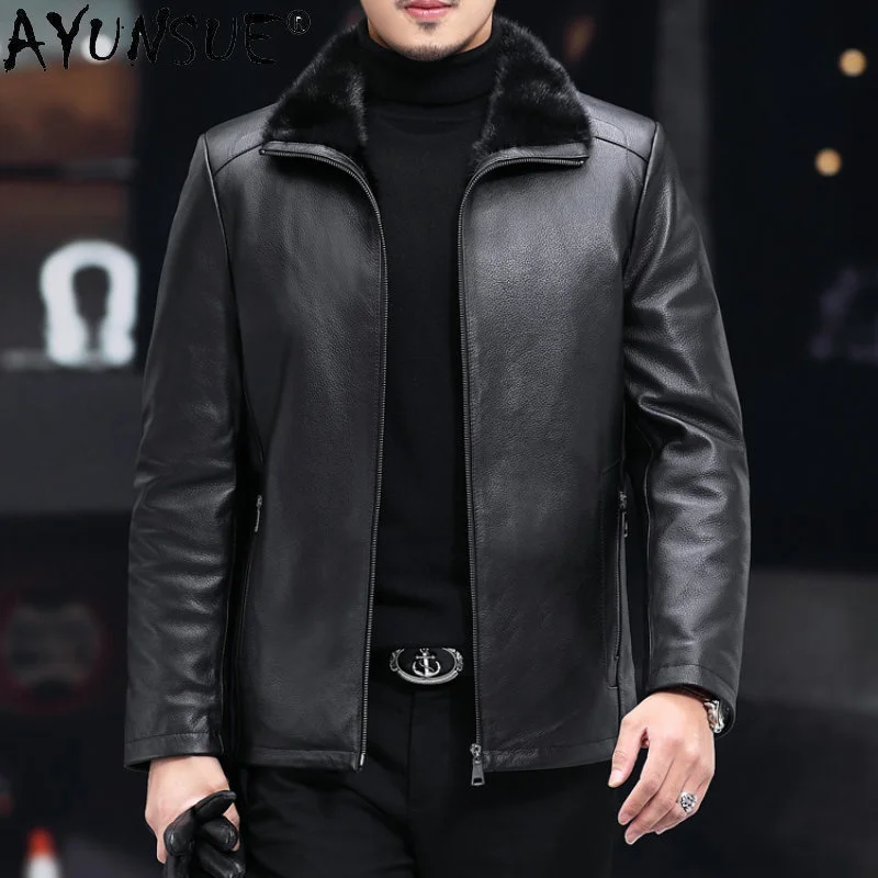 

Genuine Leather Jacket Men Pure Cowhide Real Coats Men’s Mink Fur Linner Coat Thick Winter Jackets 2024 New Jaqueta