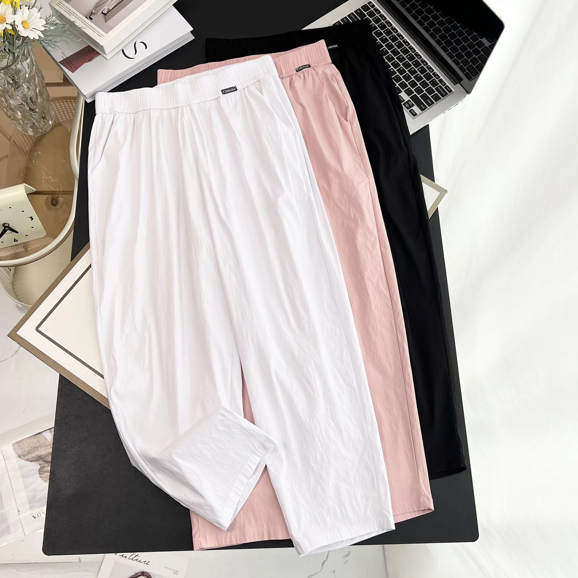 Pantalon sarouel grande taille pour femmes, décontracté, fin, séchage rapide, Cool, longueur cheville, bas, nouvelle collection été 2025