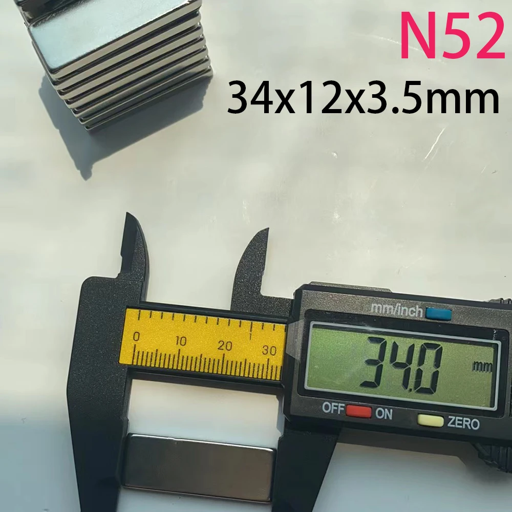 N52 34x12x3.5 20X10X2  Block Neodymium Magnet Scooter Strong Permanent Ebike Booster  Magnetic Standard Search Motor Customised