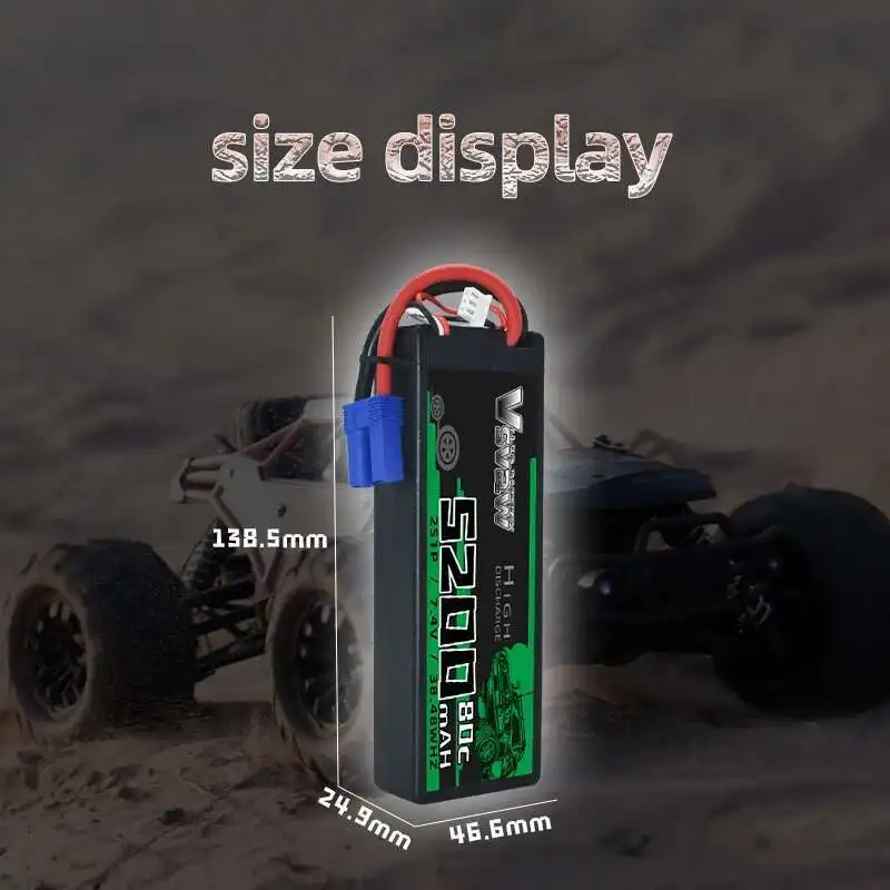 VSVAW 2S batería LiPo 7.4V con conector EC5 para coche RC - imagen 3