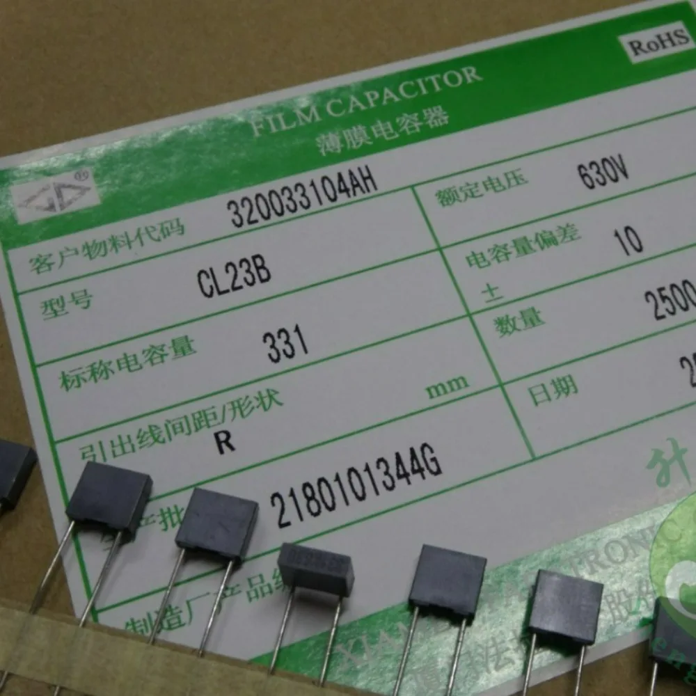 20pcs/lot Fara CL23B 0.00033uf 630v 330pf 0.33nf 331 K brand new 5mm film capacitor