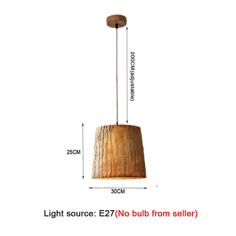 Japanese Imitation Wood Grain Pendant Lights Chinese Retro Restaurant Bar Wabi-Sabi Style Chandelie Hotel Homestay Hanging Lamp