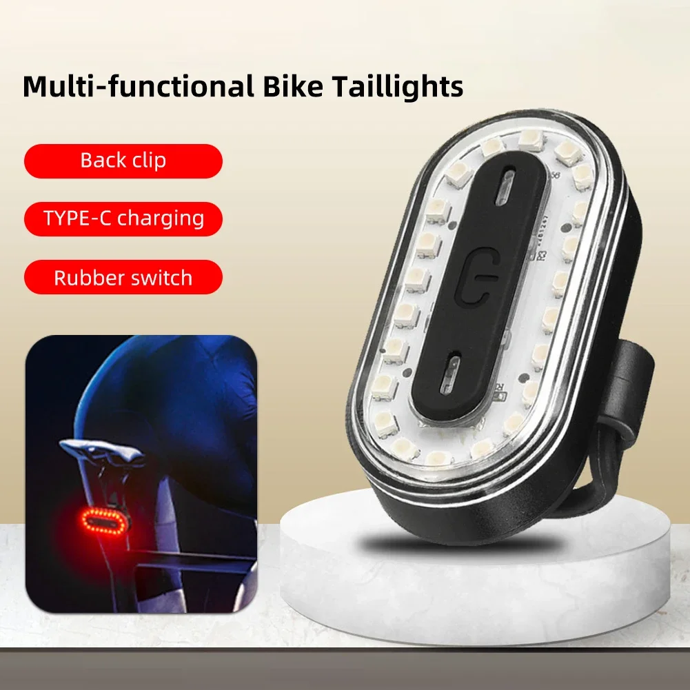 USB Recharge IPX6 Waterpoof Bike Lamp With Memory Mode RGB Bike Tail Light 14Modes Colorful Bicycle Rear Taillight Type C