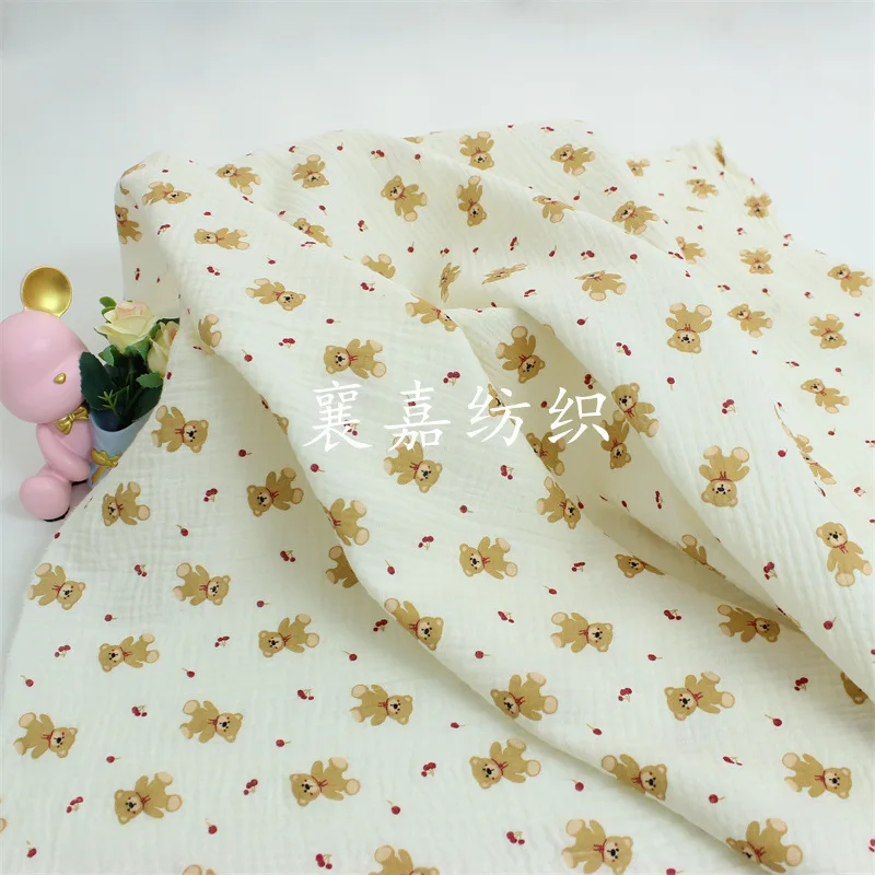 100*135cm Bear Double Gauze 100% Cotton Fabric For Baby Clothes / Sleepwear / Shirts / Skirt tecido luxo