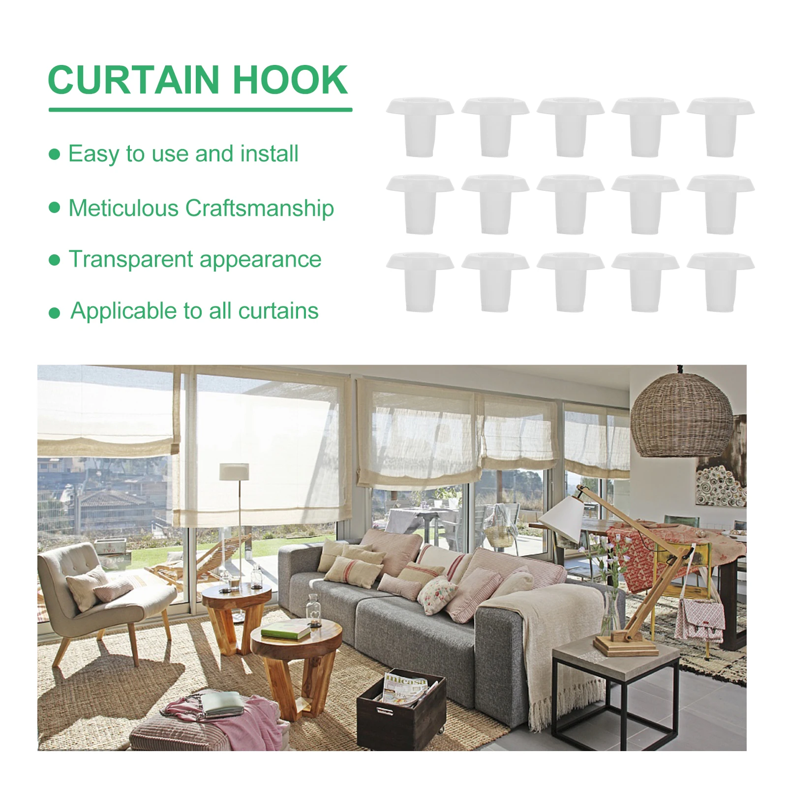 

30Pcs Transparent Rail Buttons Strong Pom Material Simple Design Blinds Components Parts Blinds Bottom Rail Plugs