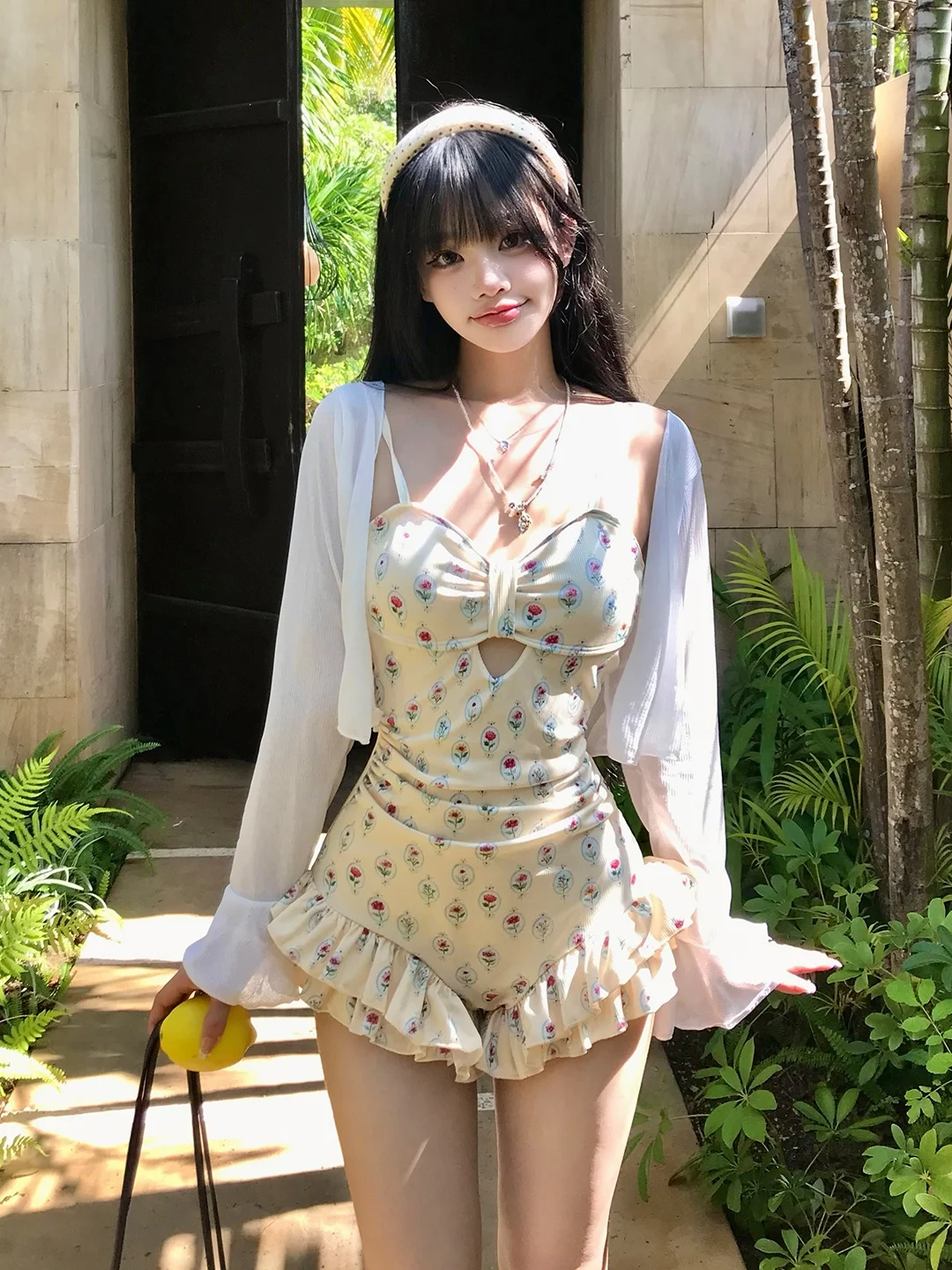 Alice Women's One-Piece Swimsuit 2026 New Style Slimming High-End Sweet Girl Pure Desire Beach Vacation Hot Spring Soaking