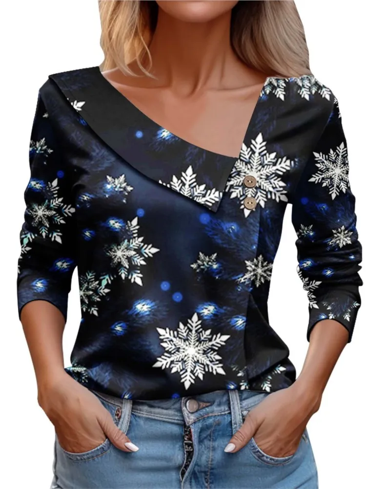 

Christmas T Shirt For Women Fashion Long Sleeve Tops Elegant Shirts And Blouses Youthful Pulovers Autumn Clothes For Women 2023