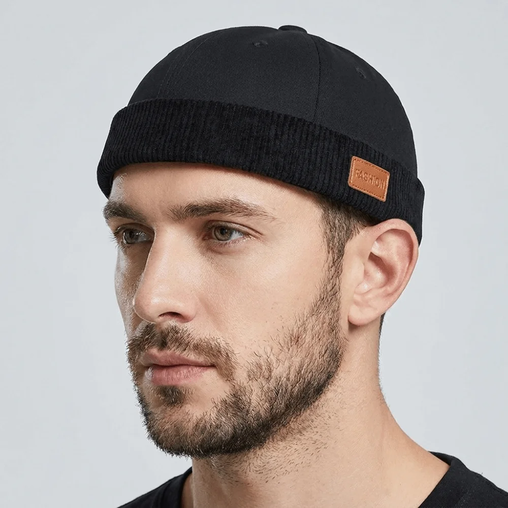 Casual Corduroy Splicing Dome Melon Cap Brimless Adjustable Bucket Cap Beanies Hip Hop Landlord Hat Travel