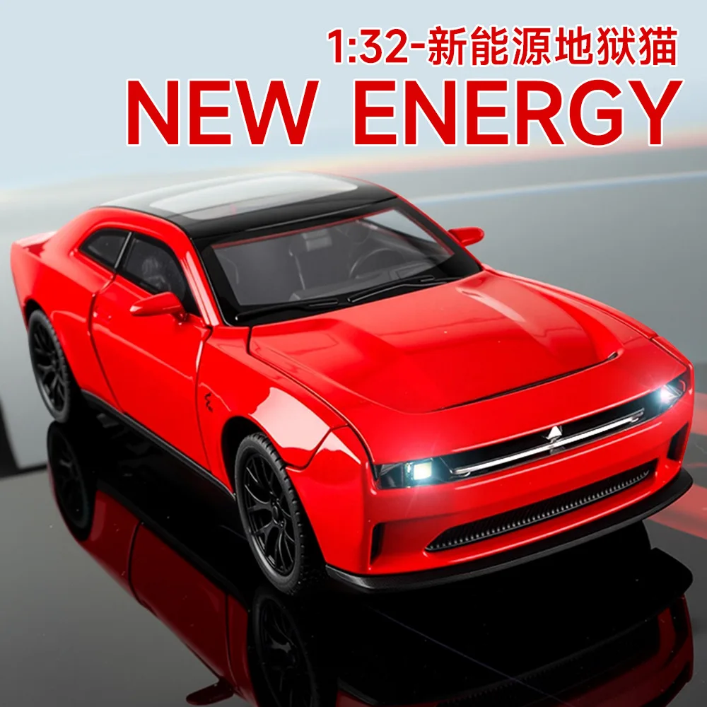 1:32 Challenger SRT Hellcat New Energy Sports car Diecast Metal Alloy Model car Sound Light Pull Back Collection Toy Gifts