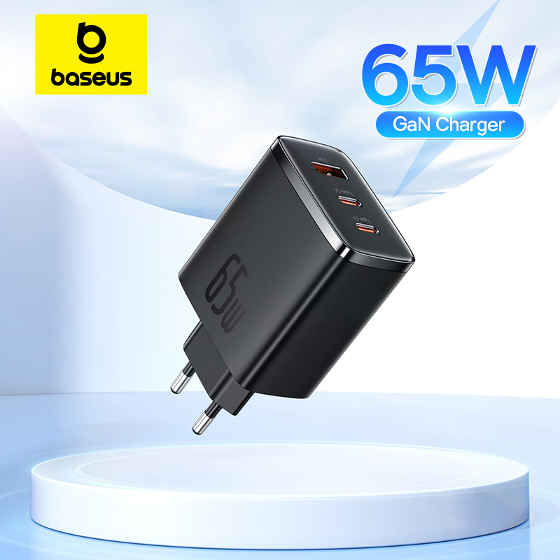  Baseus 65W GaN Charger PD Charge Type C USB Charger Support QC PPS Portable Fast Charger For iPhone 16 15 14 13 Laptop Charger 
