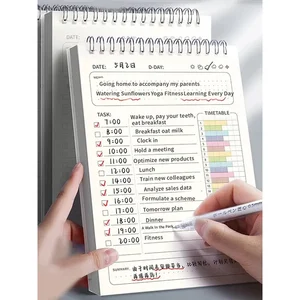 1pc planejador agenda espiral a5 caderno horários plano diário para fazer lista bloco de notas 160 páginas grosso material escolar de escritório papelaria 12 principais vendas notebook leve - №3