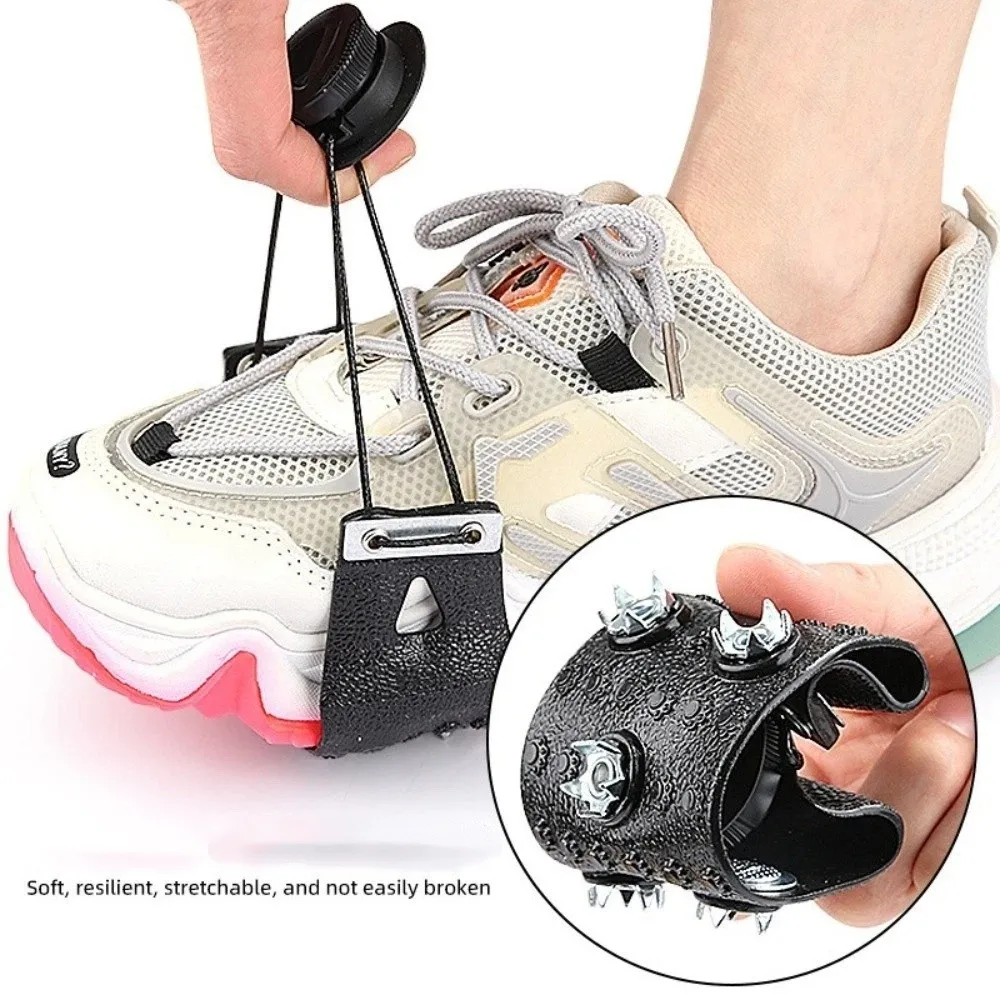 

Safety with 5 Steel Studs Ice Cleats Shoes Non Slip Anti-Slip Snow Ice Gripper Button Adjustment Ice Snow Grips Winter