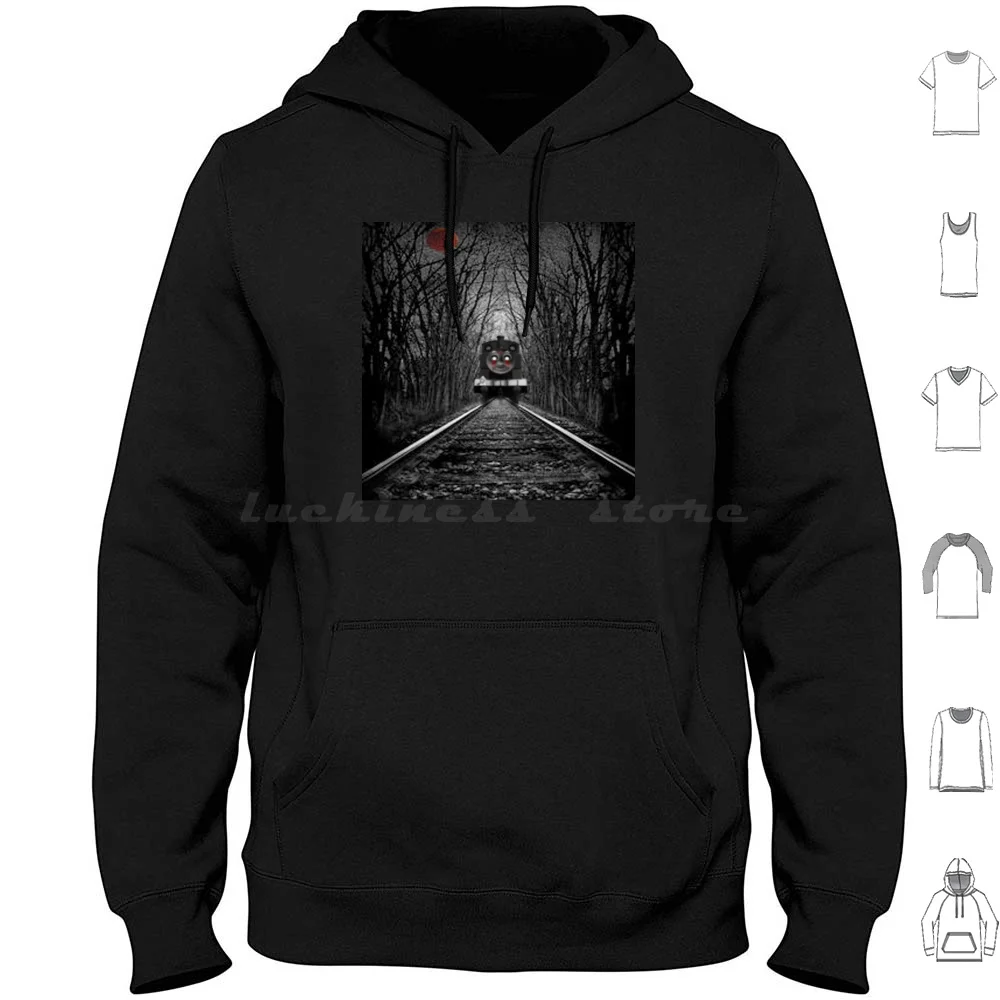 Thomas The Dark Engine Hoodies Long Sleeve Thomas The Dark Engine Thomas Tank Engine Creepy Cartoon 666 Blood Woods