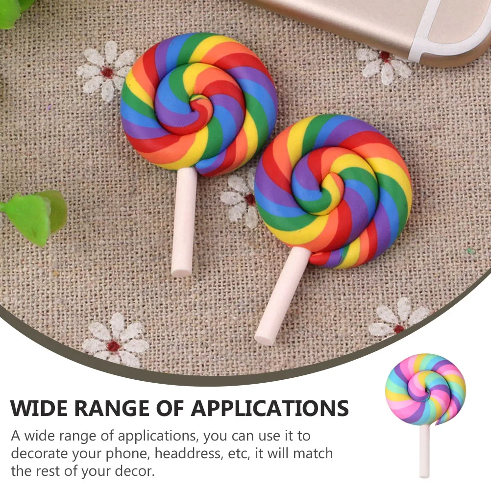 

35pcs Simulation Lollipop Colorful Polymer Clay Diy Candy Decor Miniature Scene Pendant For Phone Case Headdress Craft Gift