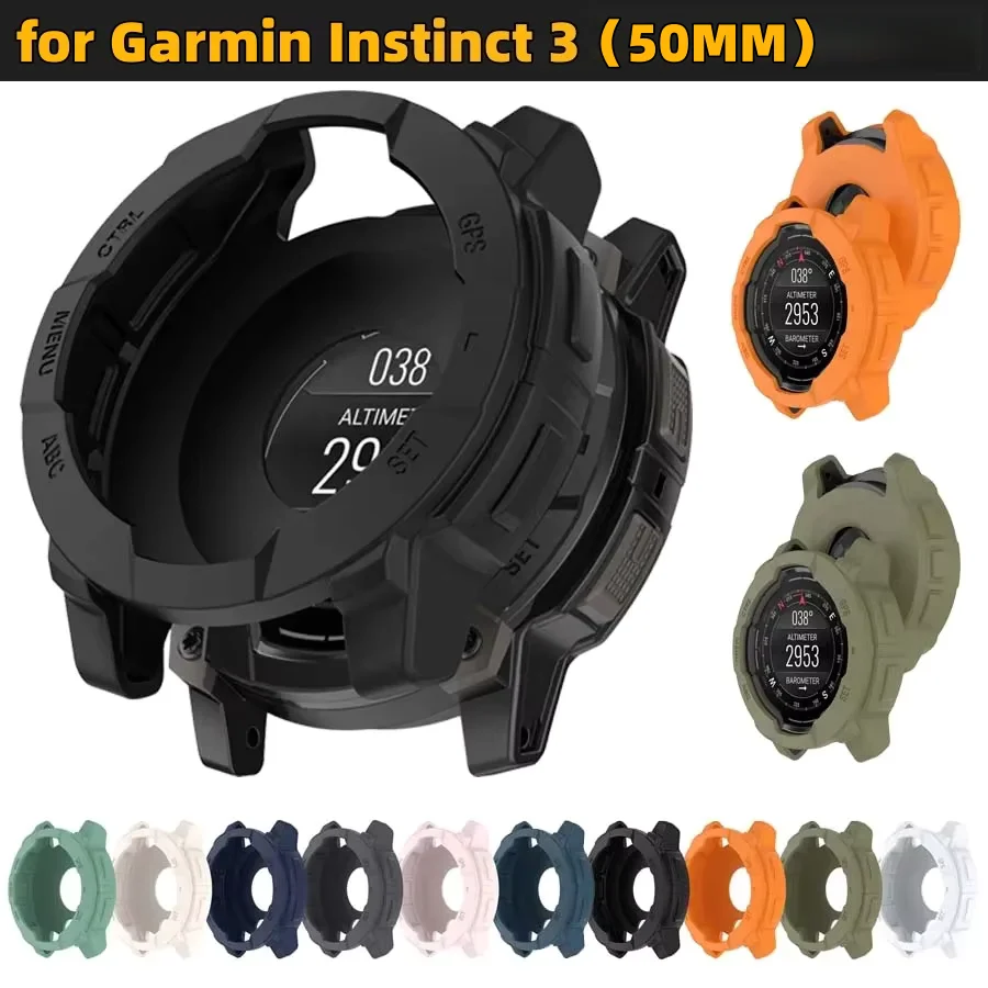 For Garmin Instinct 3 Solar AMOLED  50mm Case Cover Silicone Protective Shell Frame Bumper For Garmin Instinct 3 Protector