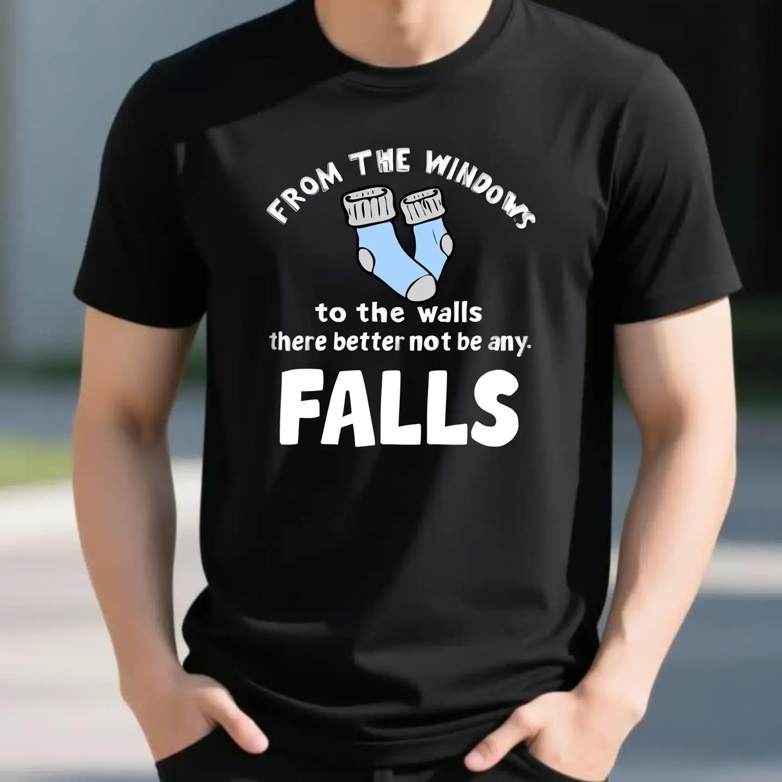 From The Windows To Walls There Better Not Be Any Falls T Shirt Funny Work Safety Construction Humor  vintage Washed