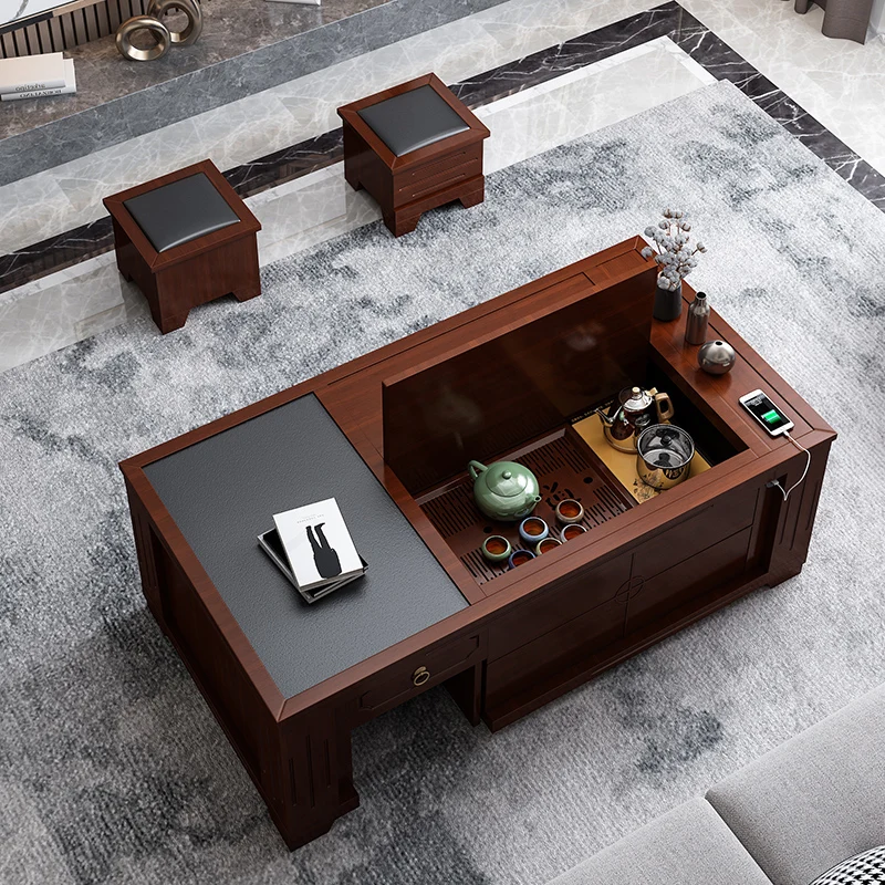 

Multifunctional coffee table Fire stone dual-purpose lifting Kung Fu tea table Simple modern living room Small apartment office