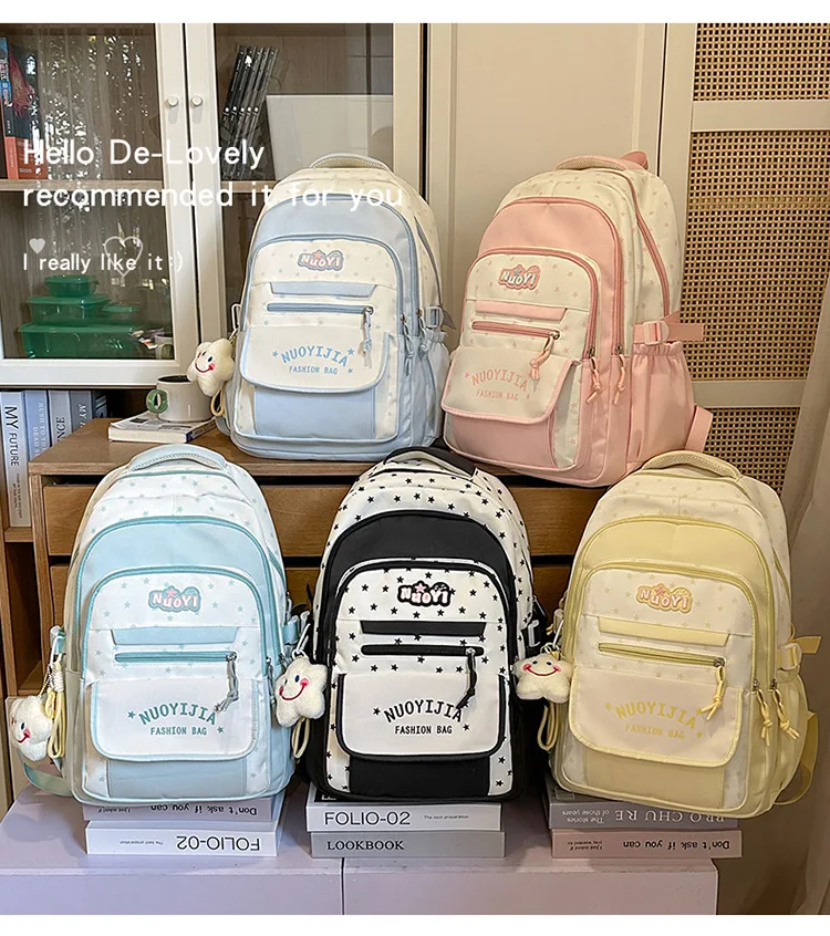 

Preppy-style cute girl's schoolbag, high-value dopamine backpack for middle and high school students
