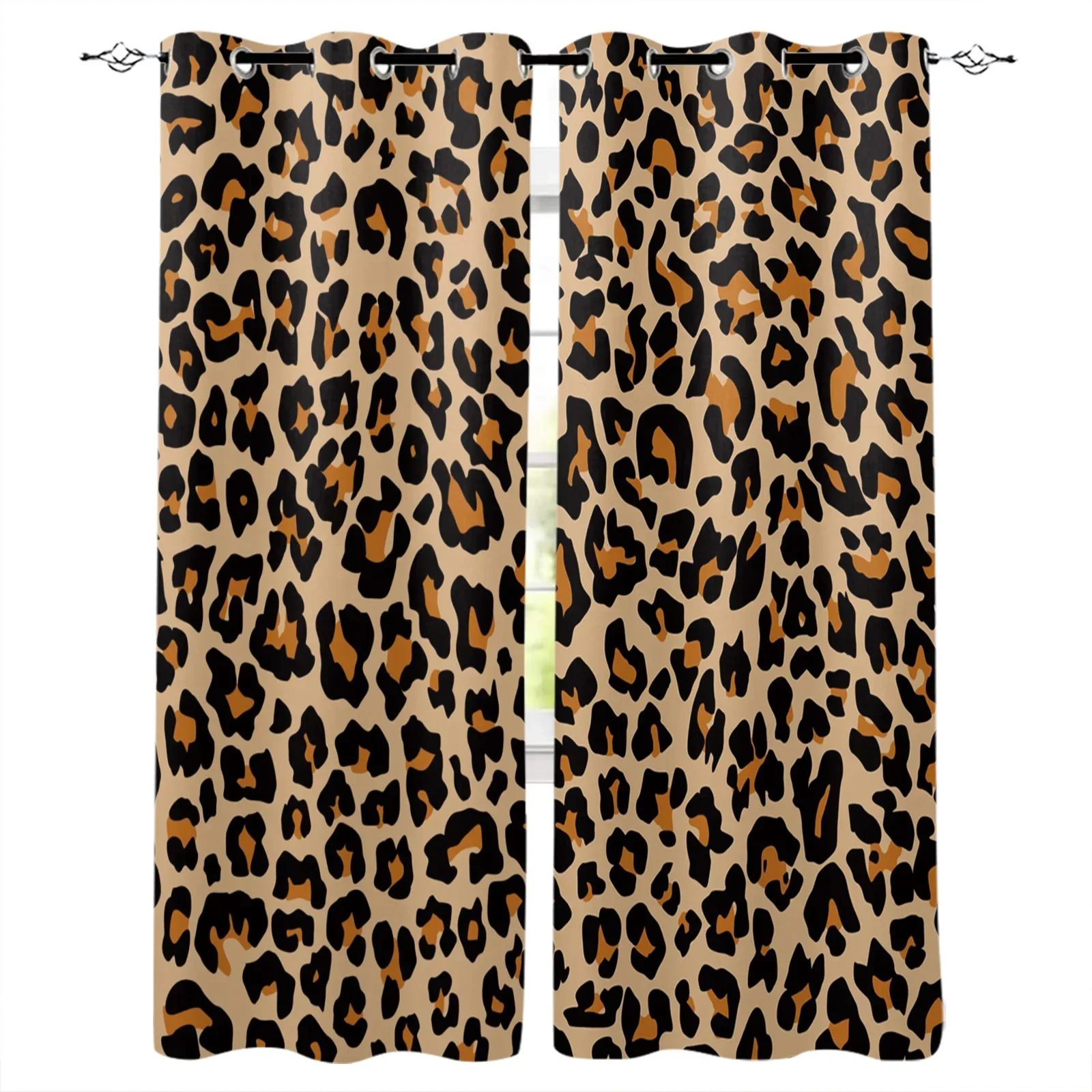 Leopard Print Cheetah Art Blackout Curtains Window Curtains For Bedroom Living Room Decor Window Treatments