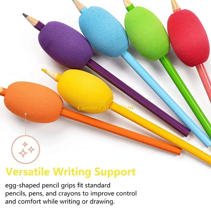 A3PC 6Pcs Pencil Holder Ergonomic Writing Aid Foam Pen Grip For Kid Preschooler