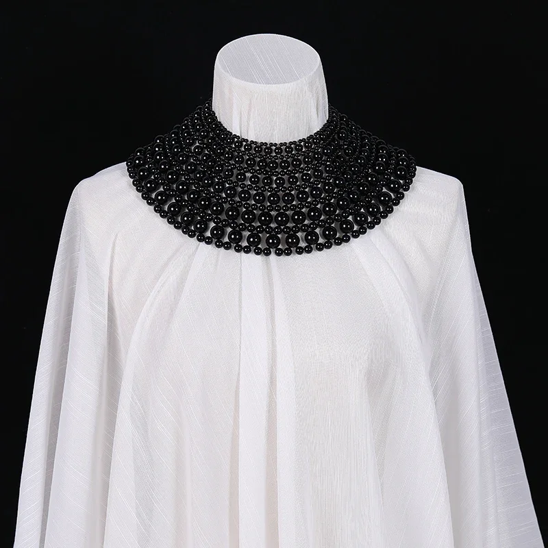 

Vintage Elegant Multi-Layer Faux Pearl Necklace for Women - Handcrafted Beaded Wave Design, Perfect for Weddings & Parties