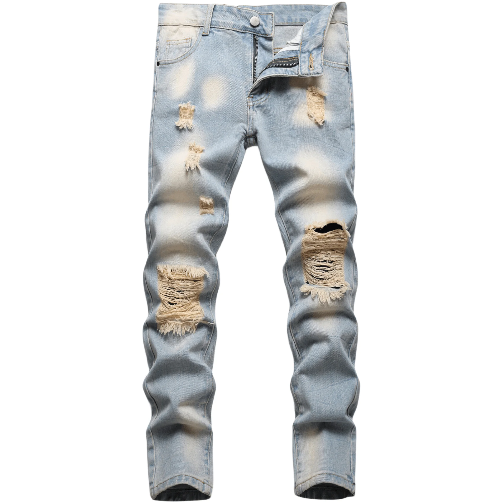 

Boy's Skinny Fit Ripped Destroyed Distressed Fashion Denim Jeans Pants