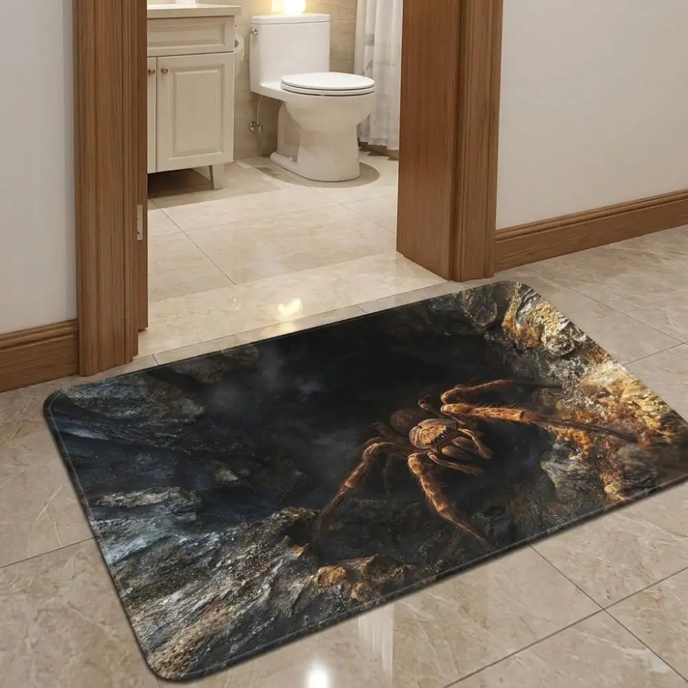 2D Realistic Halloween Spider Carpet Non Slip Soft Comfortable Entrance Doormat Gothic Style Fun Design Welcome Mat Living Room