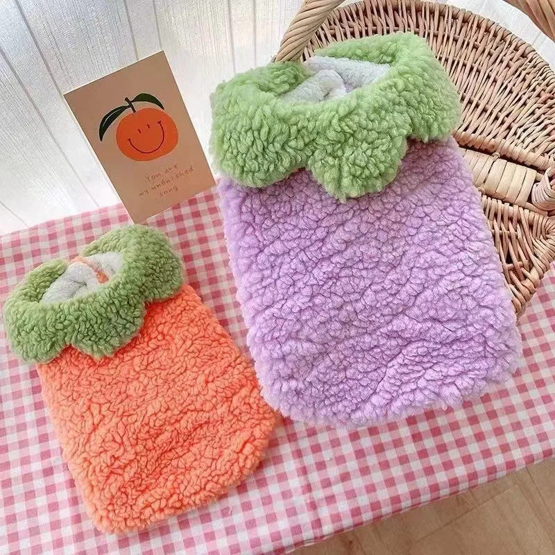 Thickened Pet Winter Vest Warm Fleece Lining Cute Eggplant Carrot Costume for Dogs Cats