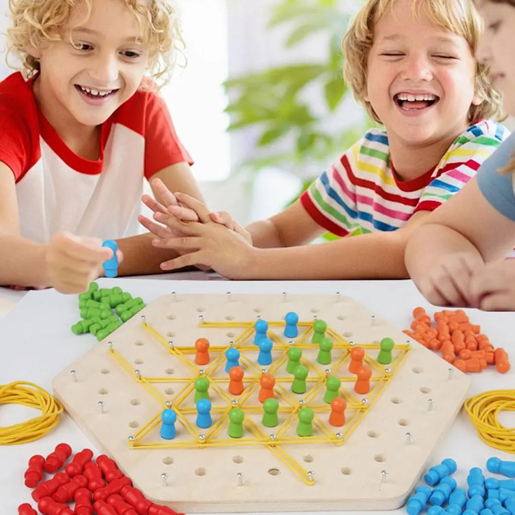 

Children Wooden Chain Chess Parent Child Interaction Early Educational Toys Chess Education Exercise Thinking Triangle Logi E3N9