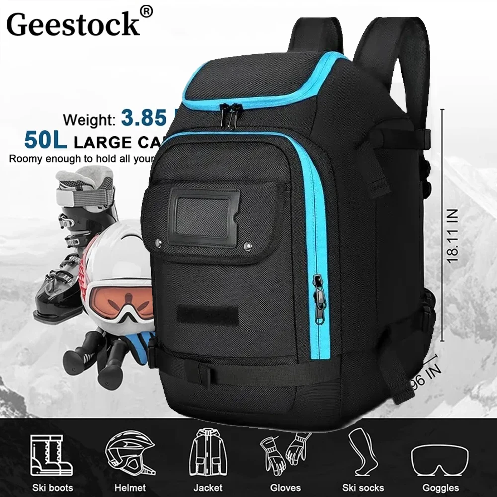 Geestock impermeável respirável Ski Boot Backpack, Saco de snowboard ao ar livre, Armazenamento de grande capacidade, 50l