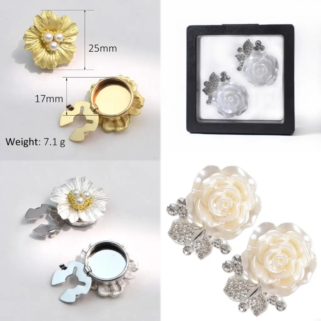 Pack of 2 Floral Design Button Covers for Dress Shirts Unisex Wear Accessories