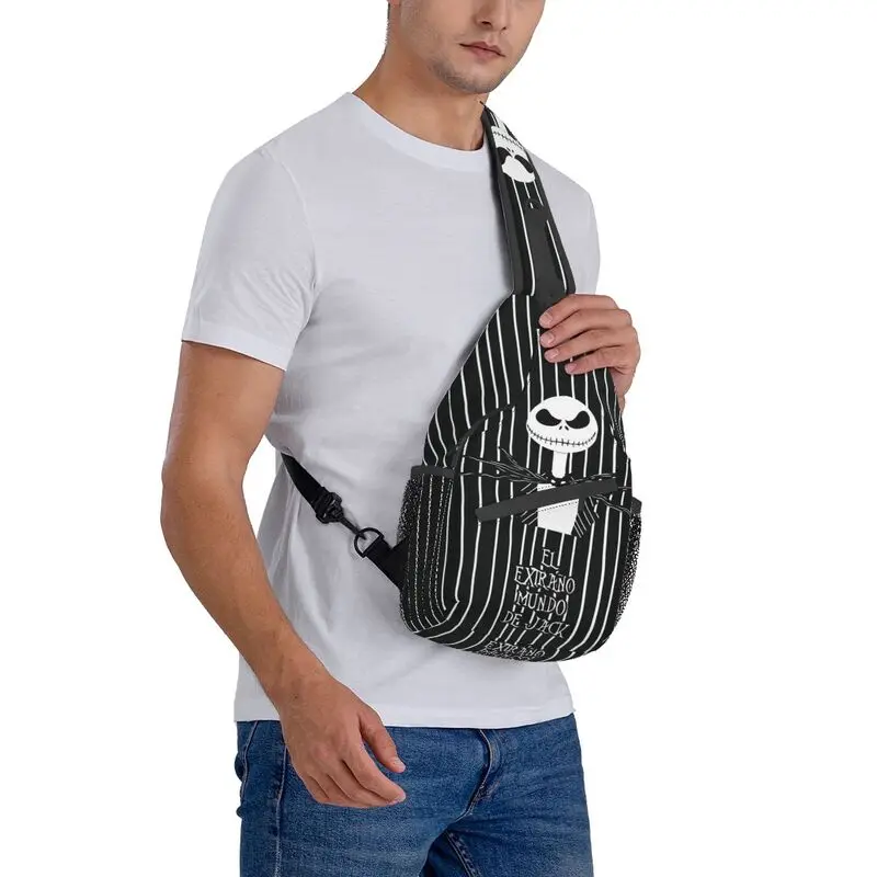 Custom The Nightmare Before Christmas Sling Bag Halloween Skull Jack Shoulder Crossbody Chest Backpack Cycling Camping Daypack