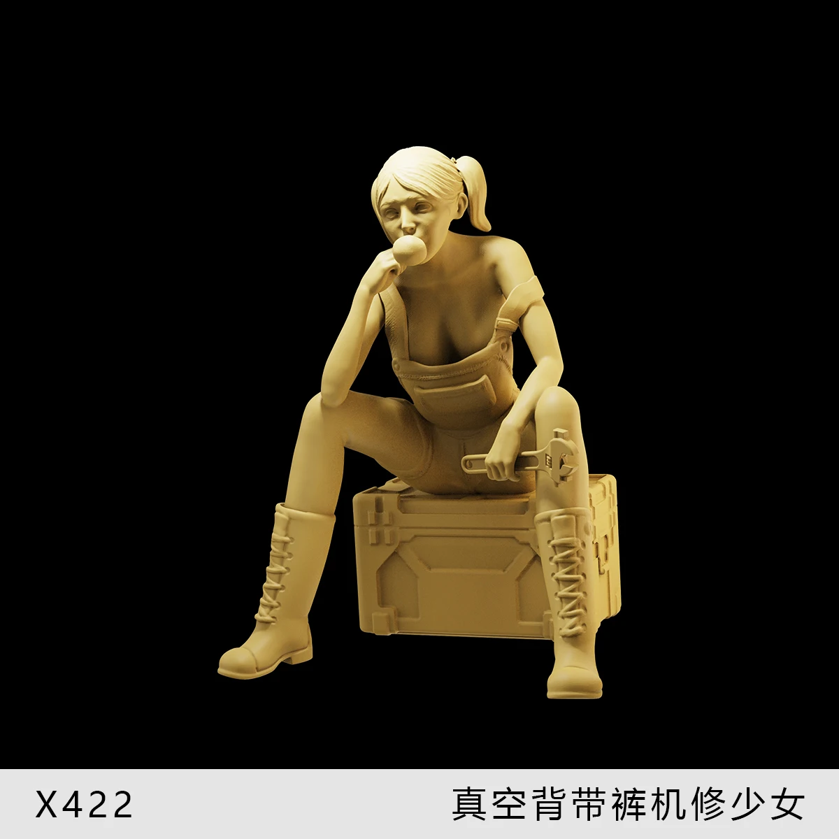 3D Print 1/64 1/43 1/35 Girl Locomotive Maintenance Bubble gum suspender pants Figures Miniatures Doll Model Figurine Scene Prop