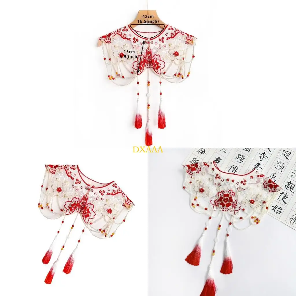 

DXAA Embroidered False Collar Neckpiece For Traditional Outfit Horse Face Skirt
